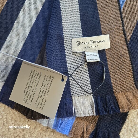 NWT Hickey Freeman Merino Wool Stripe Scarf - Picture 8 of 13